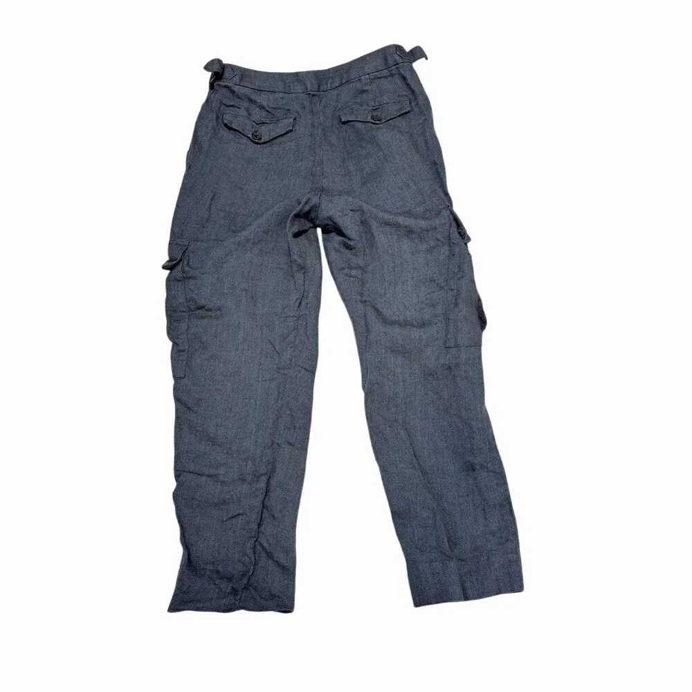 Banana Republic Blue Chambray Cargo Utility Pants Size 6 Straight Leg Pockets